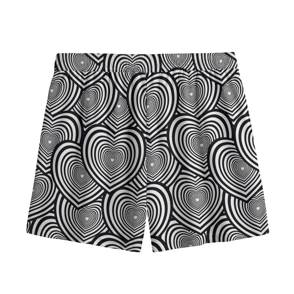 Psychedelic Heart Pattern Print Mesh Shorts