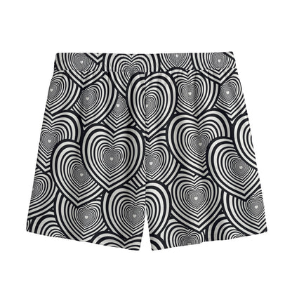 Psychedelic Heart Pattern Print Mesh Shorts