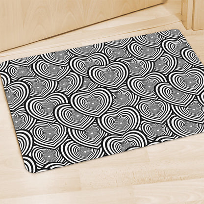 Psychedelic Heart Pattern Print Polyester Doormat