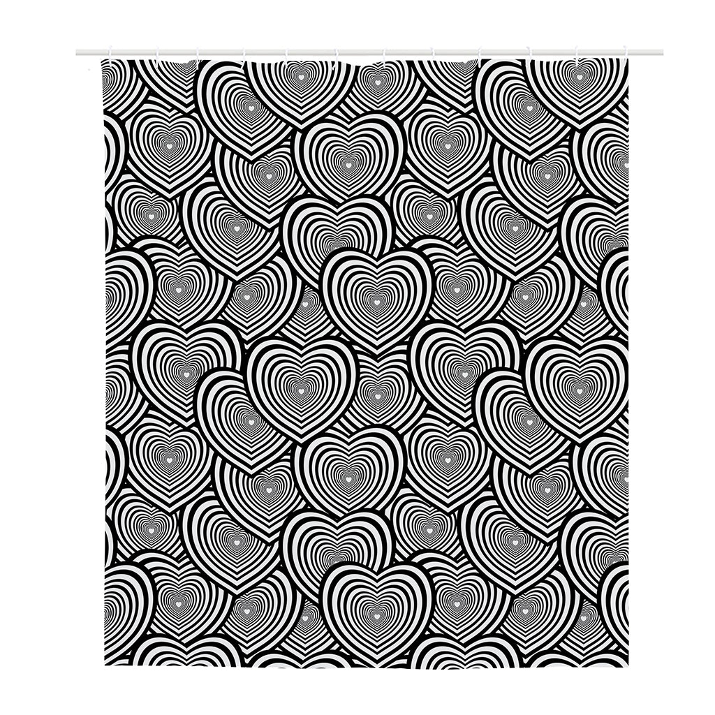 Psychedelic Heart Pattern Print Polyester Shower Curtain