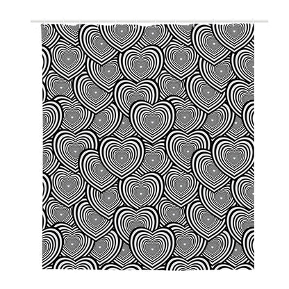 Psychedelic Heart Pattern Print Polyester Shower Curtain