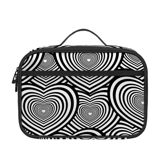Psychedelic Heart Pattern Print Portable Lunch Bag
