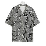 Psychedelic Heart Pattern Print Rayon Hawaiian Shirt
