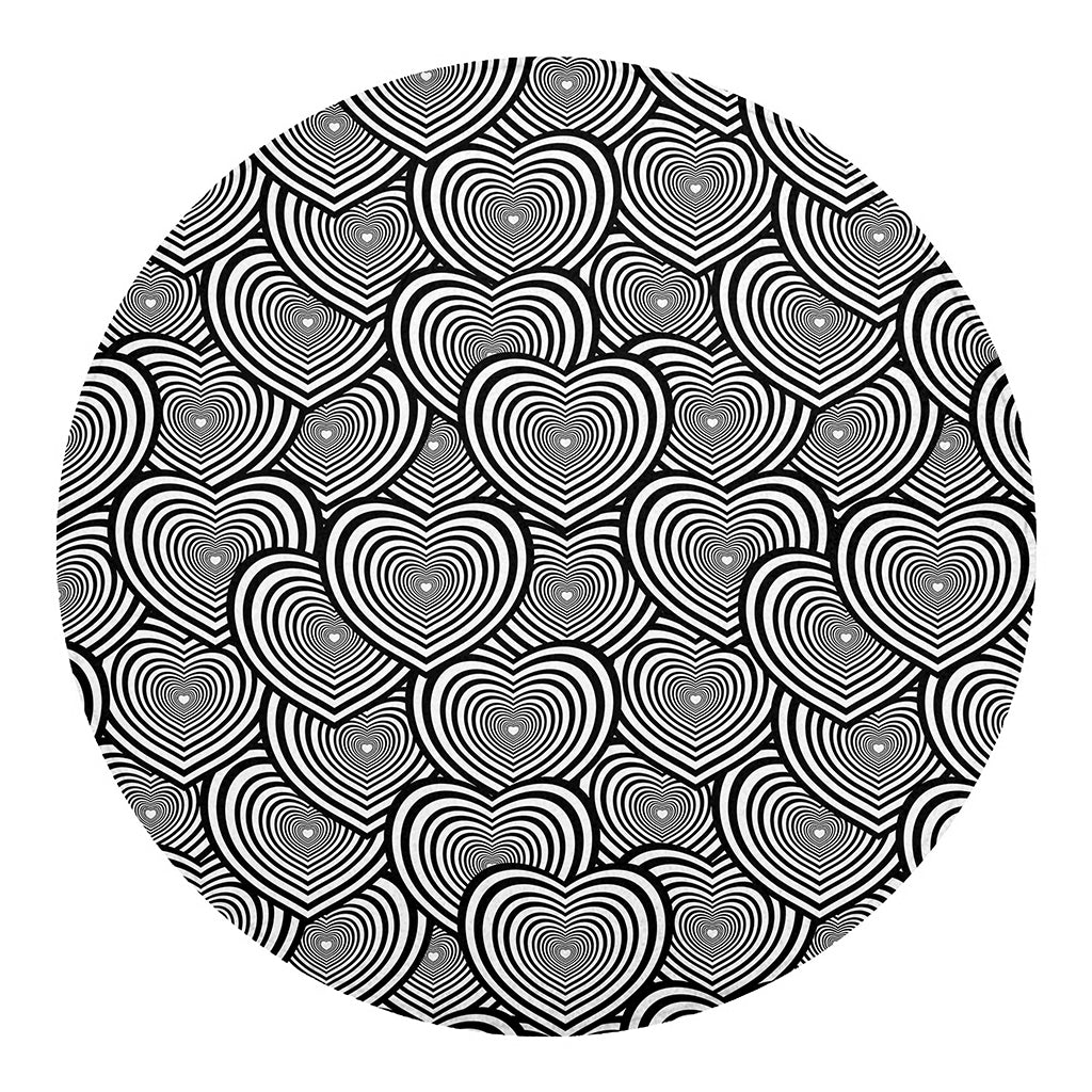 Psychedelic Heart Pattern Print Round Blanket