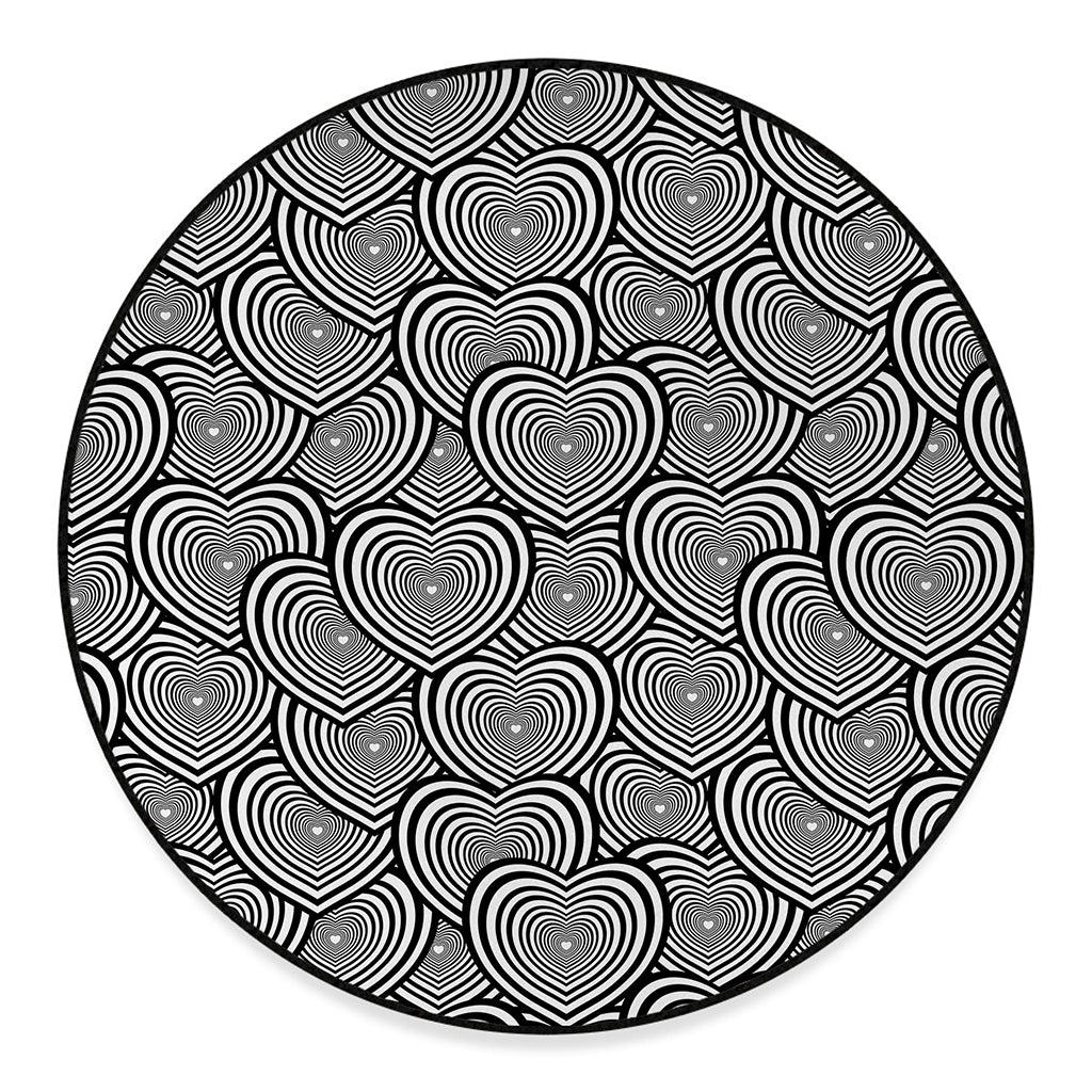 Psychedelic Heart Pattern Print Round Floor Mat