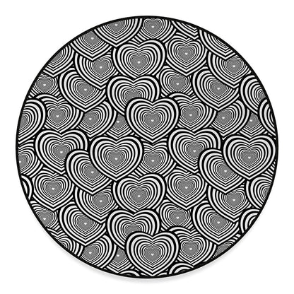 Psychedelic Heart Pattern Print Round Floor Mat