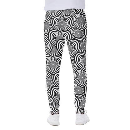 Psychedelic Heart Pattern Print Scuba Joggers