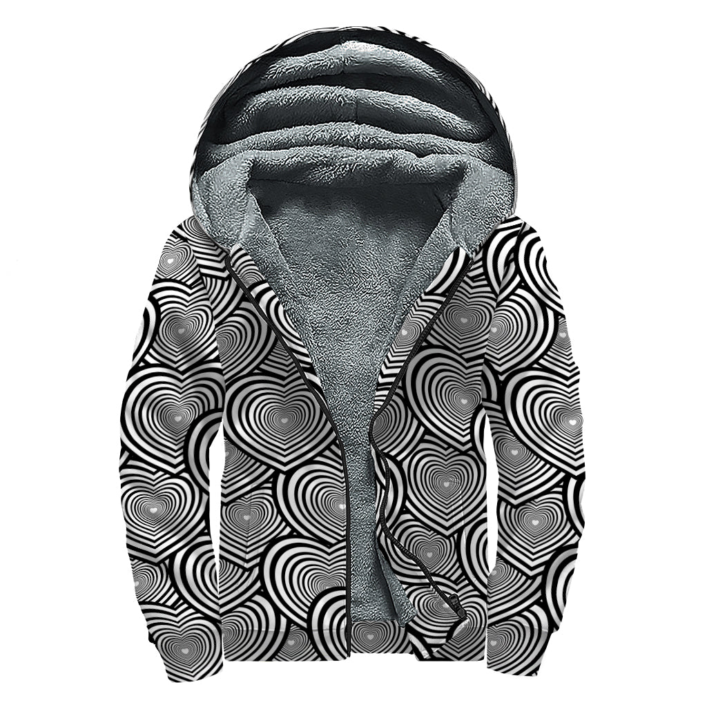 Psychedelic Heart Pattern Print Sherpa Lined Zip Up Hoodie