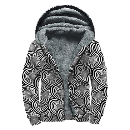 Psychedelic Heart Pattern Print Sherpa Lined Zip Up Hoodie