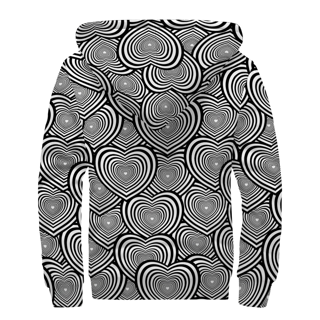 Psychedelic Heart Pattern Print Sherpa Lined Zip Up Hoodie