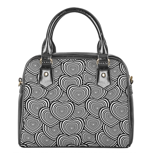 Psychedelic Heart Pattern Print Shoulder Handbag