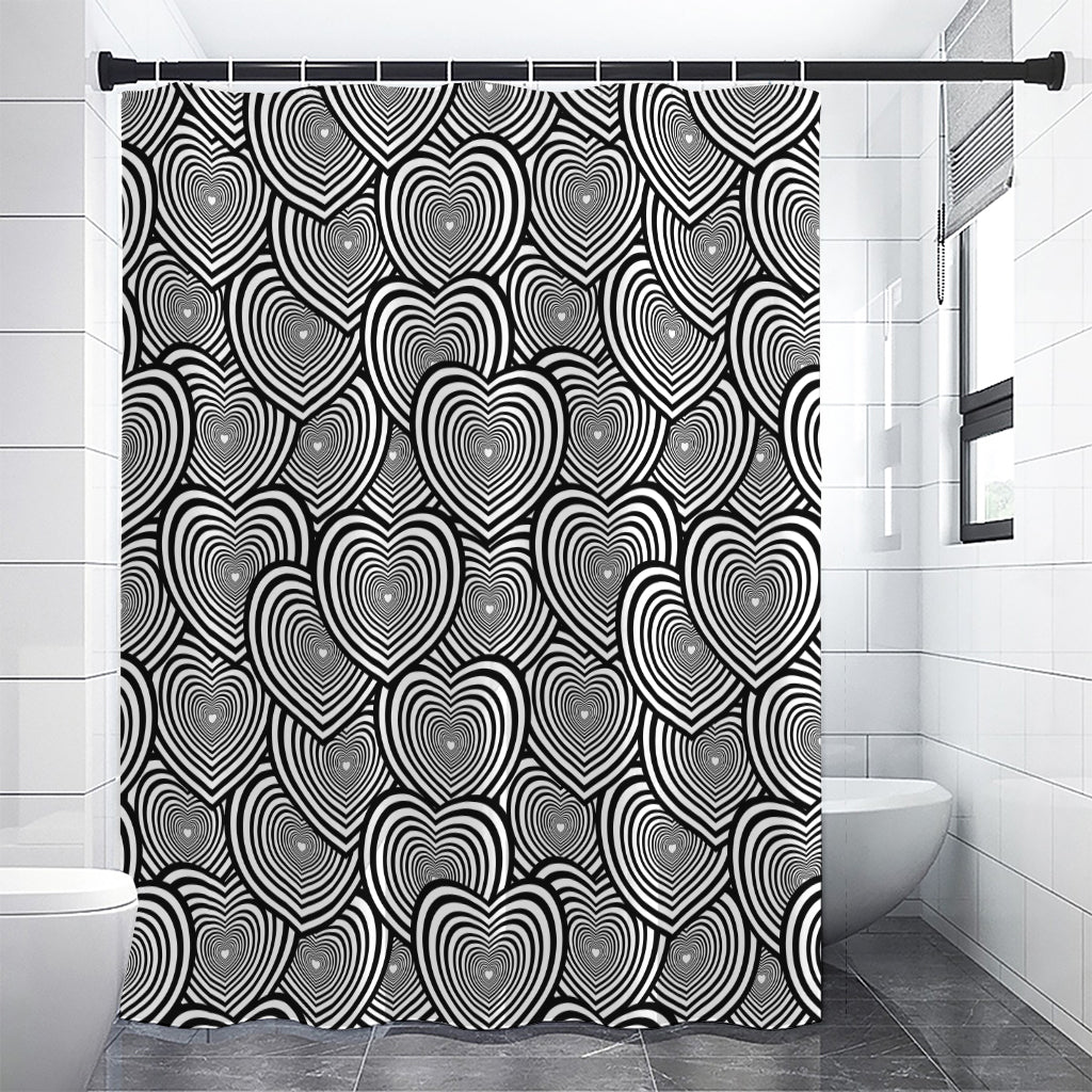 Psychedelic Heart Pattern Print Shower Curtain