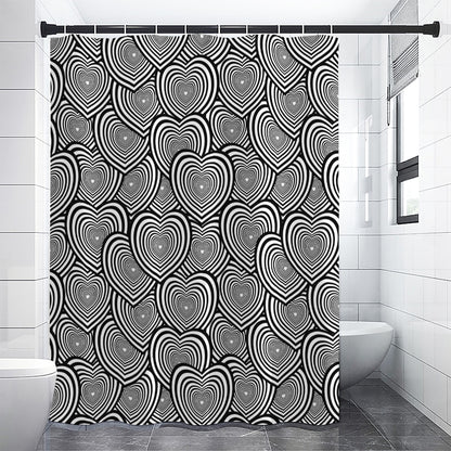 Psychedelic Heart Pattern Print Shower Curtain