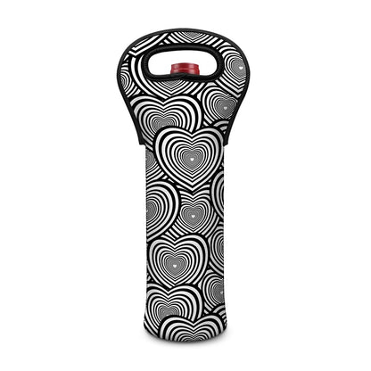 Psychedelic Heart Pattern Print Single Neoprene Wine Tote