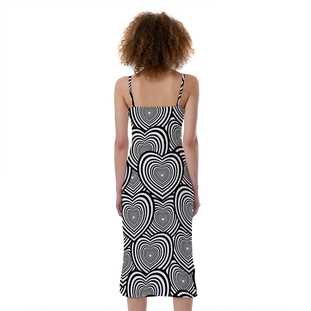 Psychedelic Heart Pattern Print Slim Fit Midi Cami Dress