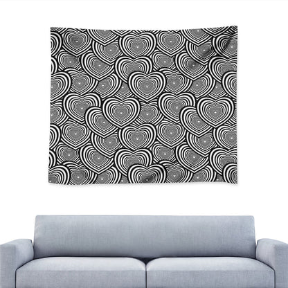 Psychedelic Heart Pattern Print Tapestry