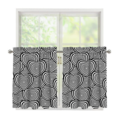 Psychedelic Heart Pattern Print Tier Curtains
