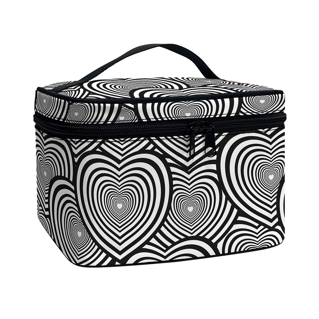 Psychedelic Heart Pattern Print Travel Makeup Bag