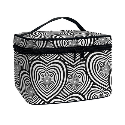Psychedelic Heart Pattern Print Travel Makeup Bag
