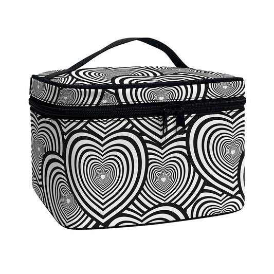Psychedelic Heart Pattern Print Travel Makeup Bag