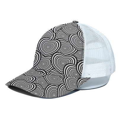Psychedelic Heart Pattern Print White Mesh Trucker Cap