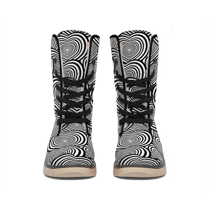 Psychedelic Heart Pattern Print Winter Boots