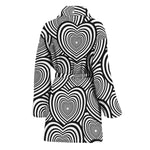 Psychedelic Heart Pattern Print Women's Bathrobe