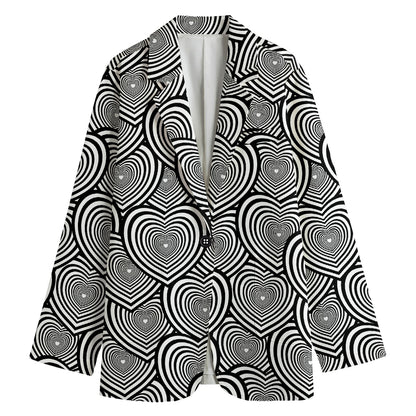 Psychedelic Heart Pattern Print Women's Blazer