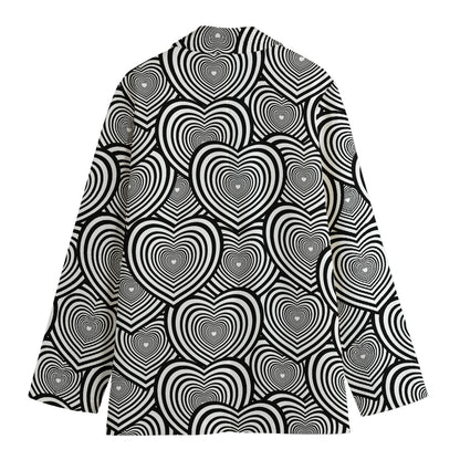 Psychedelic Heart Pattern Print Women's Blazer