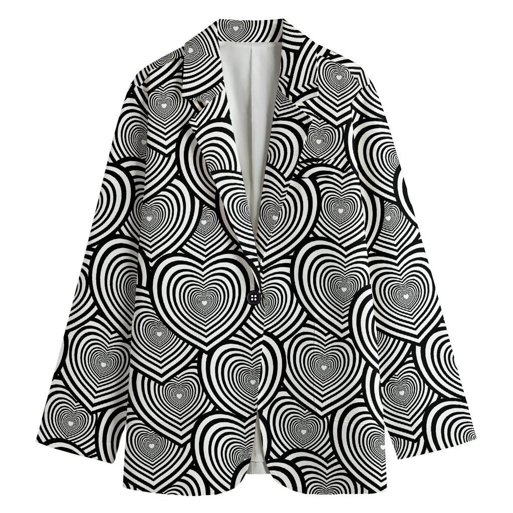 Psychedelic Heart Pattern Print Women's Cotton Blazer
