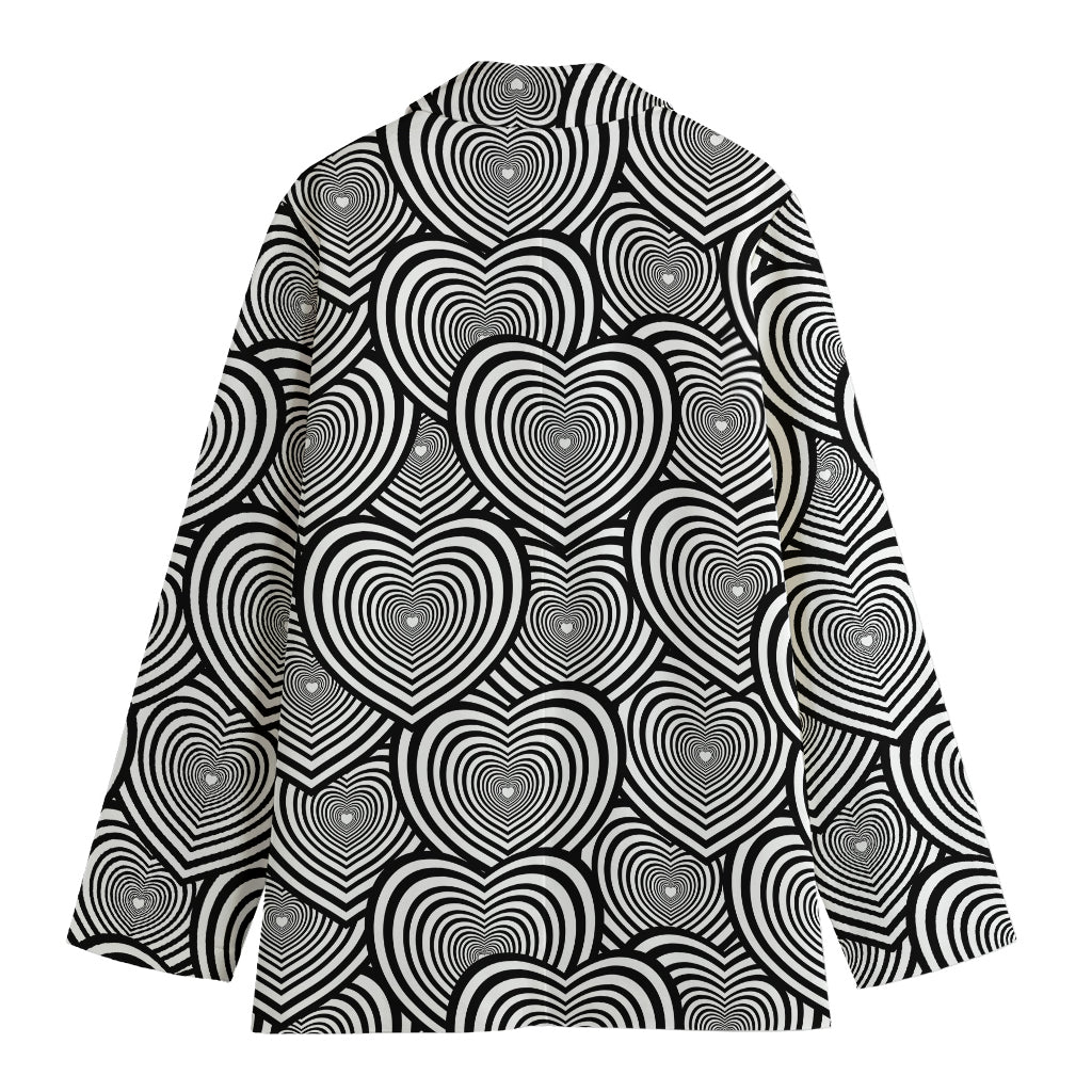 Psychedelic Heart Pattern Print Women's Cotton Blazer