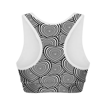 Psychedelic Heart Pattern Print Women's Sports Bra