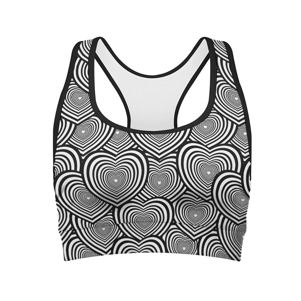 Psychedelic Heart Pattern Print Women's Sports Bra