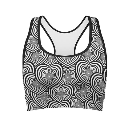 Psychedelic Heart Pattern Print Women's Sports Bra