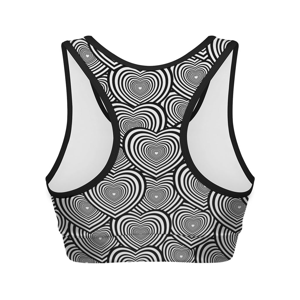 Psychedelic Heart Pattern Print Women's Sports Bra