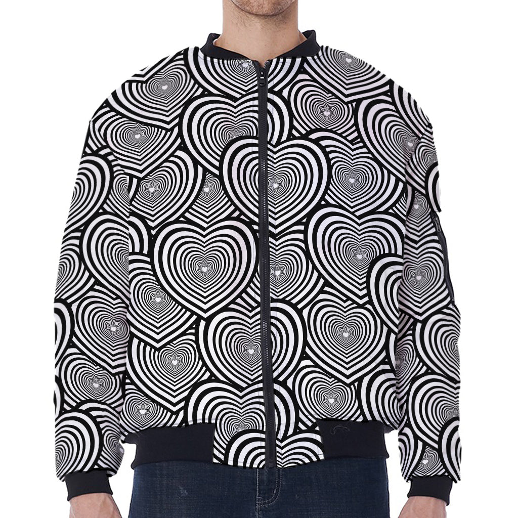 Psychedelic Heart Pattern Print Zip Sleeve Bomber Jacket