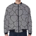 Psychedelic Heart Pattern Print Zip Sleeve Bomber Jacket