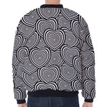 Psychedelic Heart Pattern Print Zip Sleeve Bomber Jacket