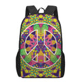 Psychedelic Hippie Peace Sign Print 17 Inch Backpack