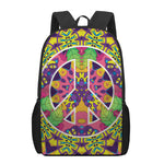 Psychedelic Hippie Peace Sign Print 17 Inch Backpack