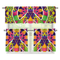 Psychedelic Hippie Peace Sign Print 3 Piece Kitchen Curtains