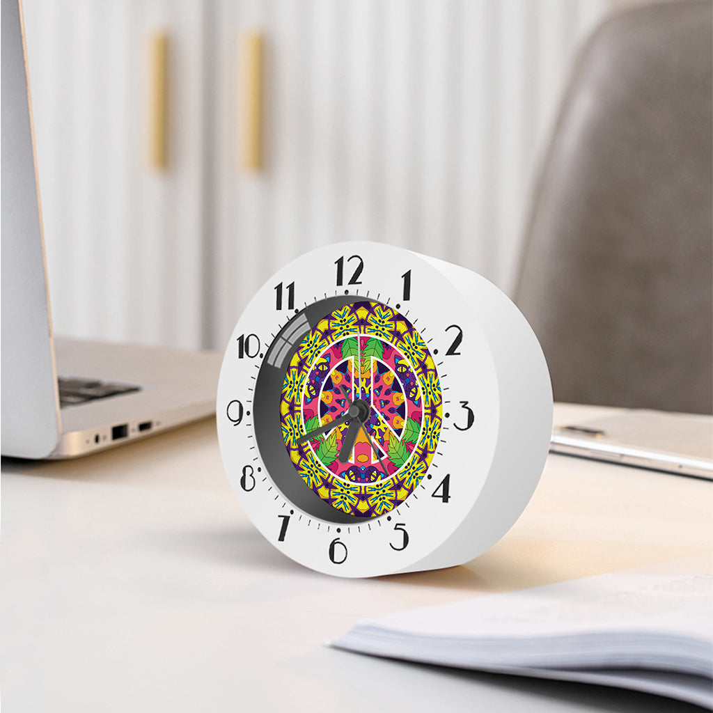 Psychedelic Hippie Peace Sign Print Alarm Clock