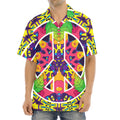 Psychedelic Hippie Peace Sign Print Aloha Shirt