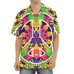 Psychedelic Hippie Peace Sign Print Aloha Shirt