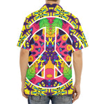 Psychedelic Hippie Peace Sign Print Aloha Shirt