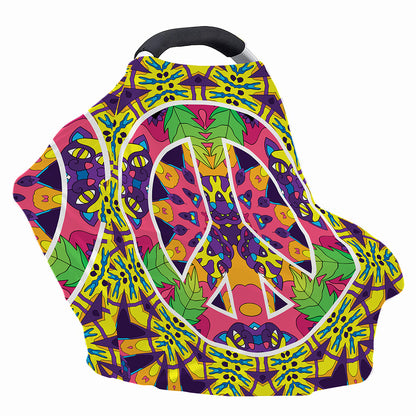 Psychedelic Hippie Peace Sign Print Baby Seat Cover