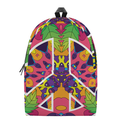 Psychedelic Hippie Peace Sign Print Backpack