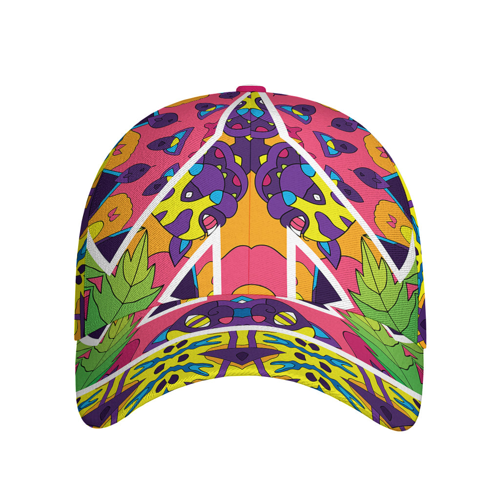 Psychedelic Hippie Peace Sign Print Baseball Cap