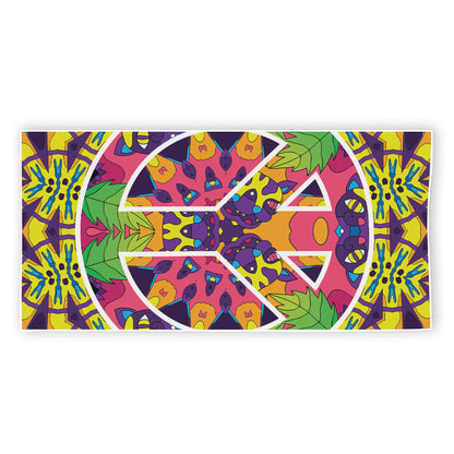 Psychedelic Hippie Peace Sign Print Beach Towel