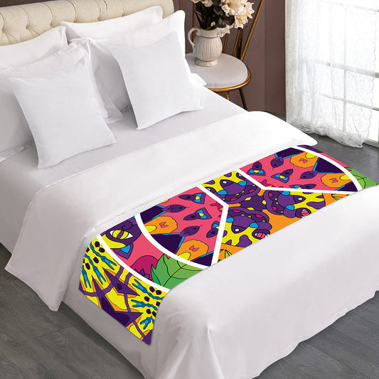 Psychedelic Hippie Peace Sign Print Bed Runner